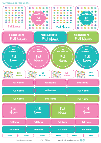 Picture of Girls Polka Dots Multi-Purpose Stickers