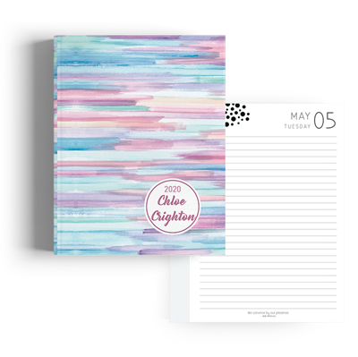 Show details for Watercolour Stripes A5 Hard Cover Student Diary